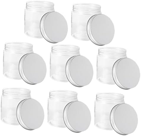 Luxshiny 8-Piece 250ml Plastic Jars with Aluminum Lids