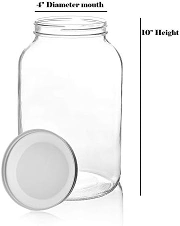 4 Pack - 1 Gallon Glass Mason Jars - Wide Mouth with Airtight Metal Lids