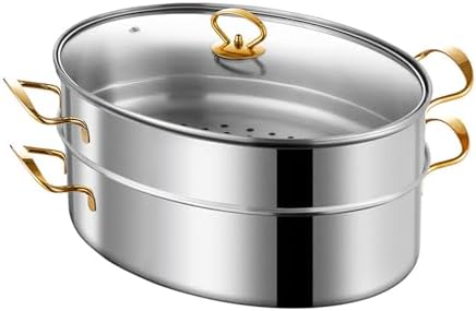 AIZYR Stainless Steel Fish Steamer Pot 2 Tier Boiling Fish with Ease