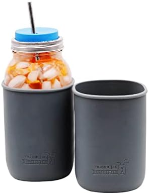 2-Pack Charcoal Gray Silicone Sleeves for Mason Jars