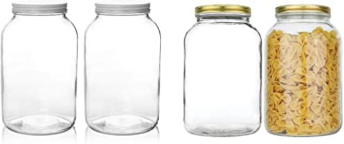4 Pack - 1 Gallon Glass Mason Jars - Wide Mouth with Airtight Metal Lids