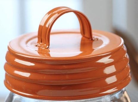6Pack Small Mouth Canning Jar Lid wHandle - Pumpkin Orange