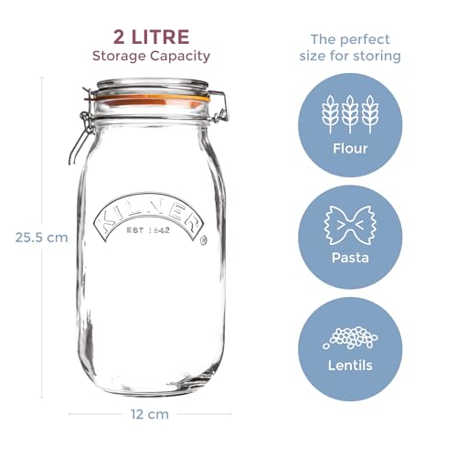 Kilner Round Swap-Top Glass Jar 2L Preserve Your Favorites Kilner