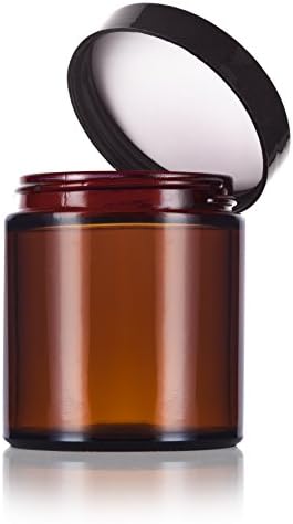4oz Amber Glass Jars with Black lids 6-packs