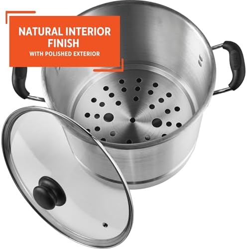 Versatile 20-Quart Steamer with Glass Lid