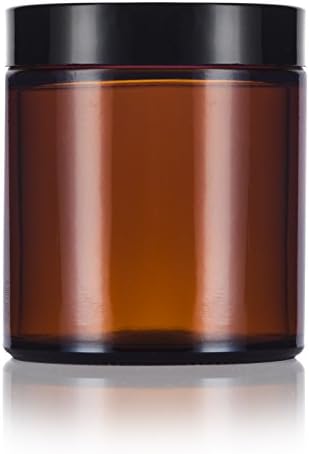 4oz Amber Glass Jars with Black lids 6-packs