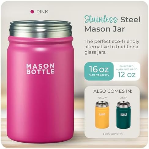 Mason Bottle 16oz - Safe for Kids BPA-Free