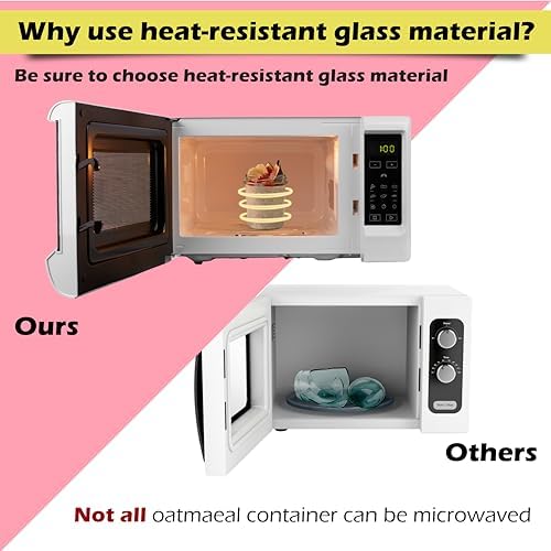 CJWM 2-Piece Glass Oats Containers Leak-Proof