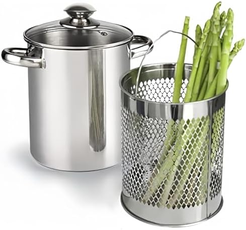 Asparagus Steamer Pot Premium Stainless Steel with Glass Lid