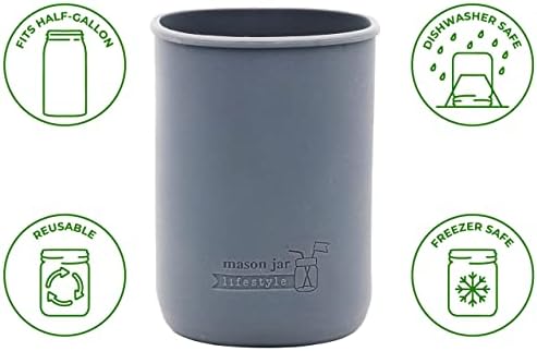 2-Pack Charcoal Gray Silicone Sleeves for Mason Jars