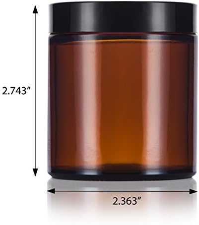 4oz Amber Glass Jars with Black lids 6-packs