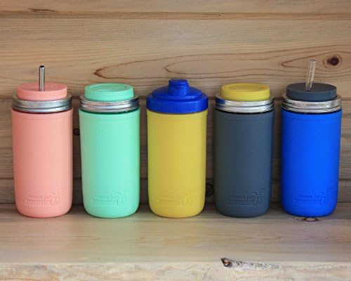 Pint Half 24oz Silicone Sleeves for Mason Jars Charcoal Gray