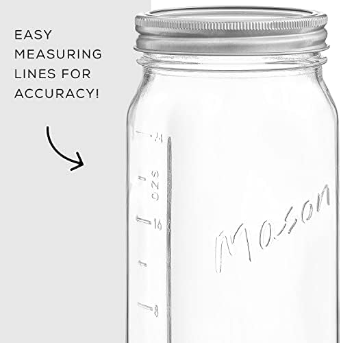 JoyJolt 32 oz Mason Jars with Lids and Labels 6-Pack