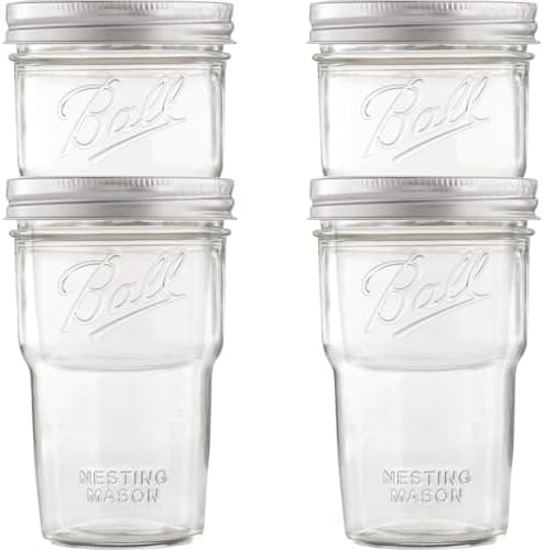 Ball Nesting Mason Jars Pint Size Wide Mouth Set of 4