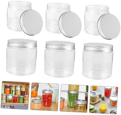 MAGICLULU transparent plastic jars with aluminum lids