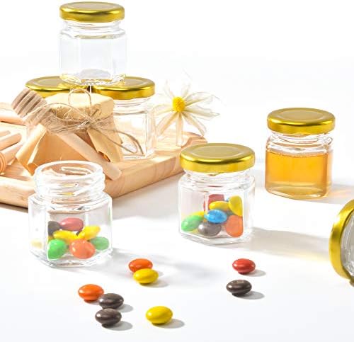Sleek Functional Mini Glass Jars with Honeybee Pendants