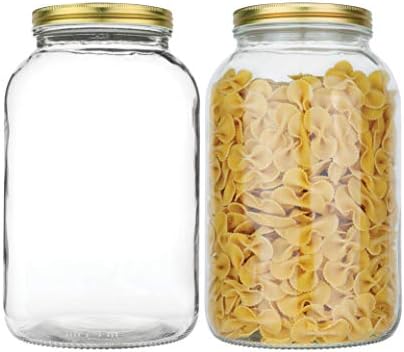 4 Pack - 1 Gallon Glass Mason Jars - Wide Mouth with Airtight Metal Lids