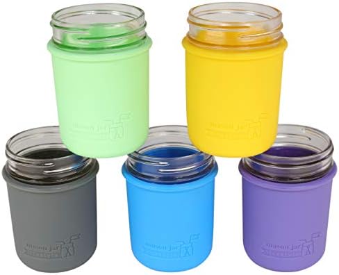 Mason Jar - Wide Mouth Pint 16oz Silicone Sleeves Protects Pints Works Amazingly