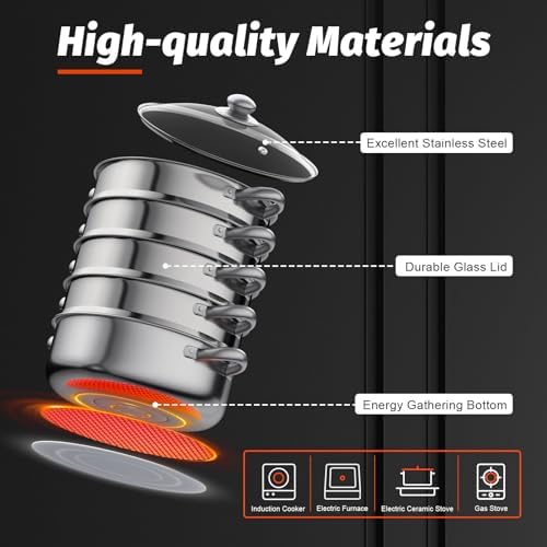 High-Quality 5-Tier Stainless Steel Steam Pot for Cooking