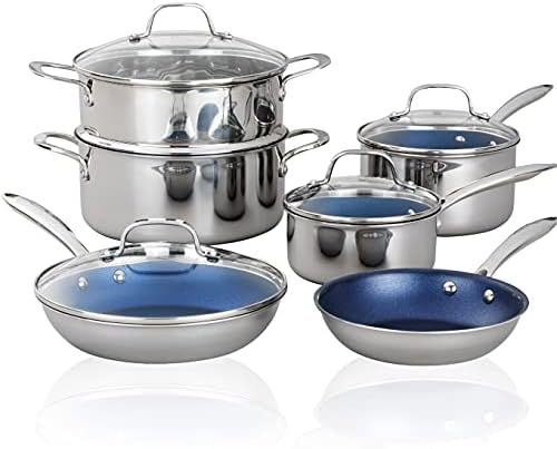 Granitestone 5-Piece Nonstick Cookware Set with Tempered Glass Lids