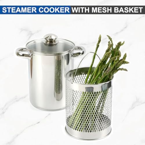 GlenDaveny 4 Qt Asparagus Pot with Basket and Lid