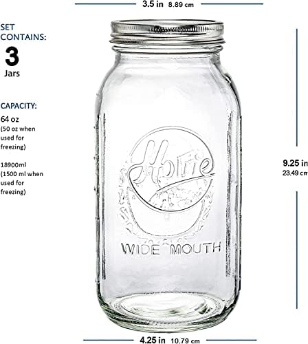 BPA-Free Premium Mason Jars Set of 3 for Canning and Preserving