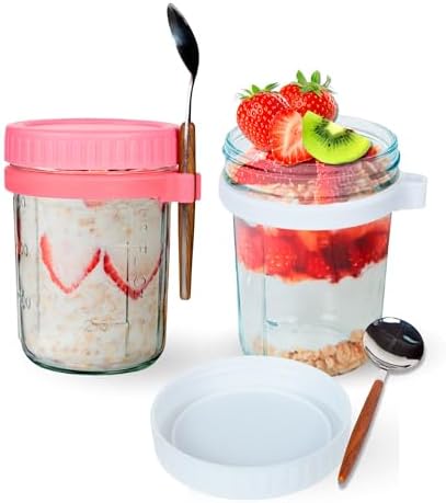CJWM 2-Piece Glass Oats Containers Leak-Proof