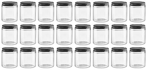 4 Ounce Clear Glass Mason Canning Jars with Black Lid - Case of 24