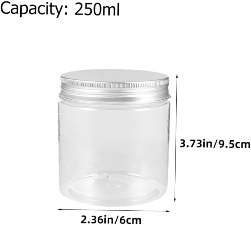 Luxshiny 8-Piece 250ml Plastic Jars with Aluminum Lids