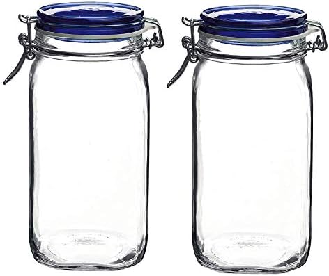 Bormioli Rocco Fido Square Jars Set of 2 - Elegant Capacity - Rustic Design