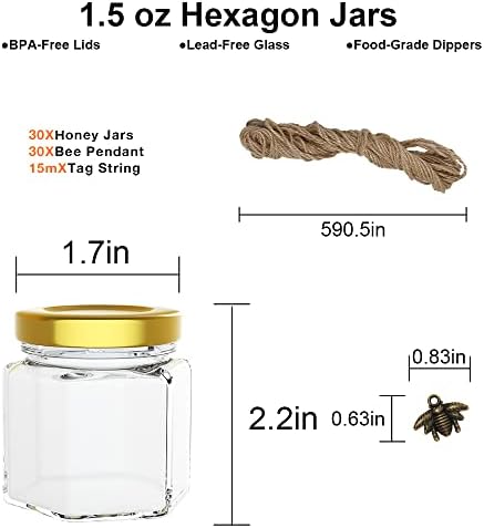 Sleek Functional Mini Glass Jars with Honeybee Pendants