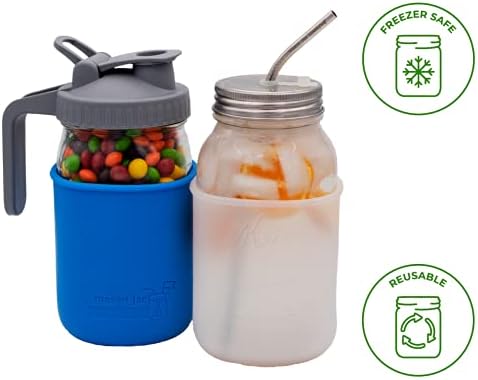 Protect Your Mason Jar with Double-Thick Silicone Sleeves 2-Pack Charcoal Gray