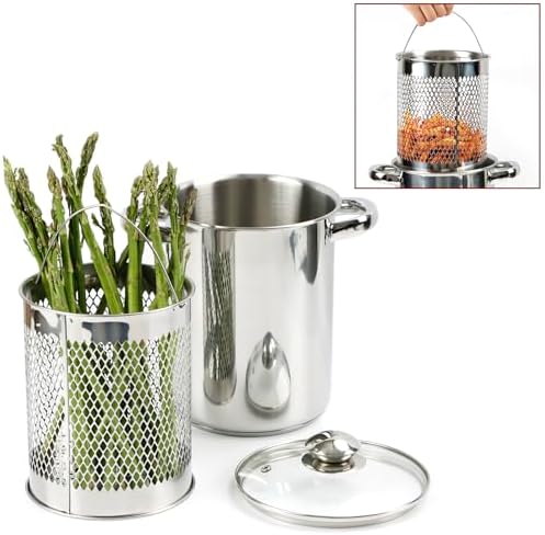 GlenDaveny 4 Qt Asparagus Pot with Basket and Lid