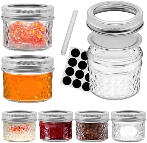 Sturdy 6-Piece Mason Jars with Airtight Lids - Preserve Canned and Dried Additions