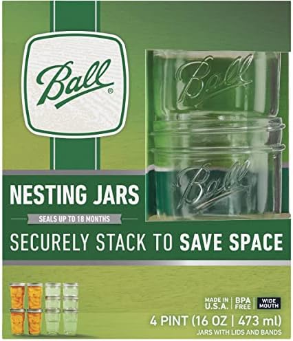 Ball Nesting Mason Jars Pint Size Wide Mouth Set of 4