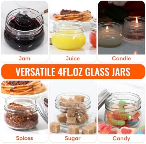 AuroTrends 4 oz Mason Jars with Lids