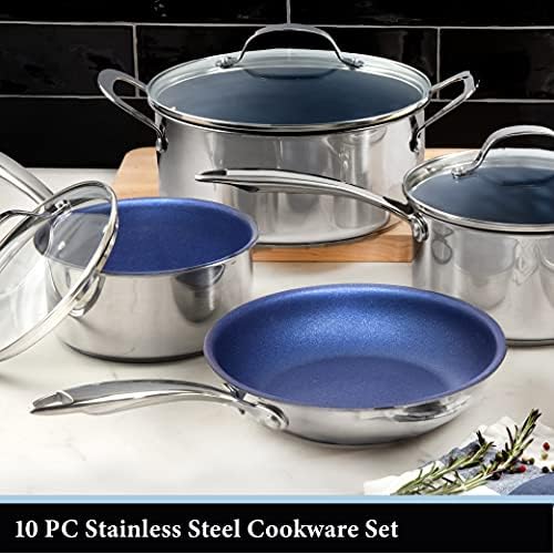 Granitestone 5-Piece Nonstick Cookware Set with Tempered Glass Lids