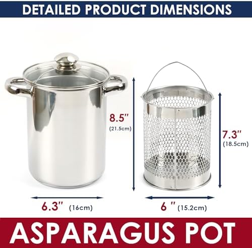 GlenDaveny 4 Qt Asparagus Pot with Basket and Lid