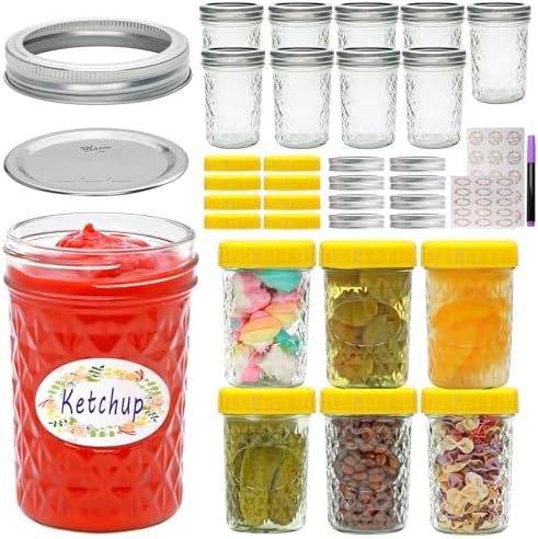 Premium 16-Piece Glass Mason Jars Set
