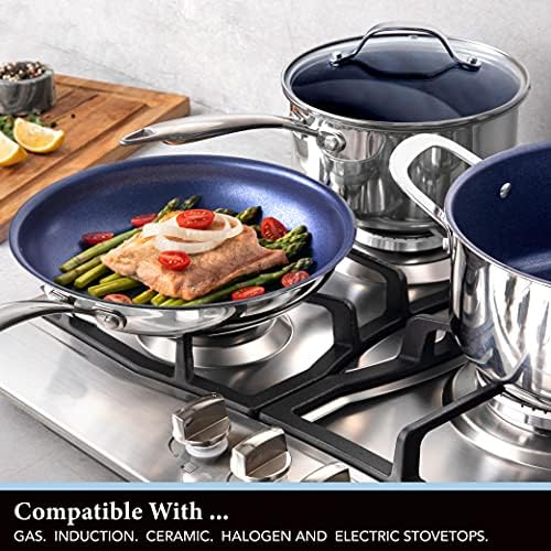Granitestone 5-Piece Nonstick Cookware Set with Tempered Glass Lids