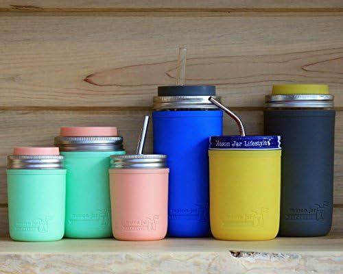 Mason Jar - Wide Mouth Pint 16oz Silicone Sleeves Protects Pints Works Amazingly