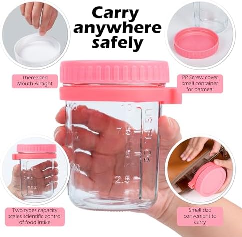 CJWM 2-Piece Glass Oats Containers Leak-Proof