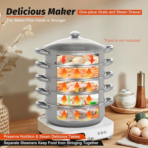High-Quality 5-Tier Stainless Steel Steam Pot for Cooking