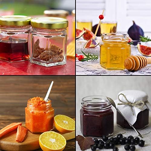 DHSBTLS 30-Pack 15 oz Mini Glass Honey Jars with Wooden Dipper