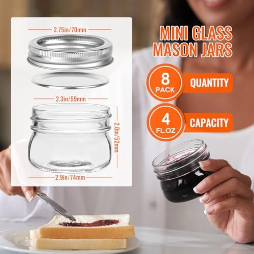 AuroTrends 4 oz Mason Jars with Lids