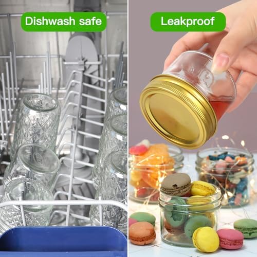 STARSIDE 4 oz Glass Mason Jars with 40 Pack Golden Separable Lids