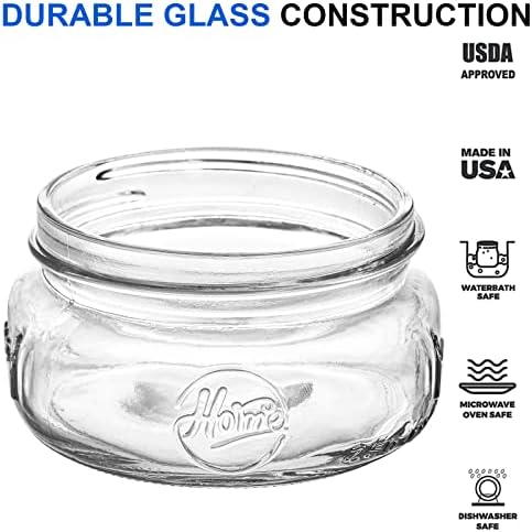 12-Piece Wide-Mouth Glass Mason Jars for Preserving Serving