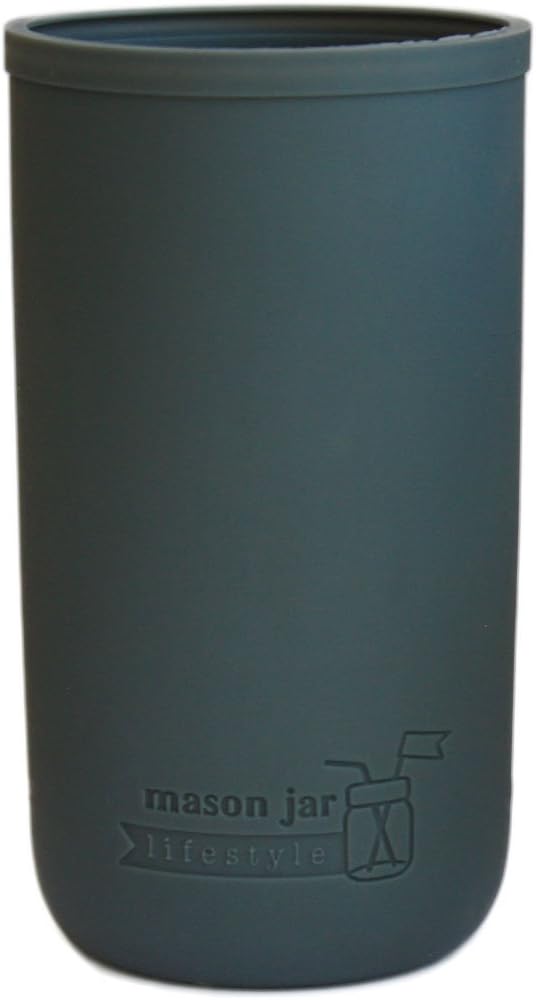 Pint Half 24oz Silicone Sleeves for Mason Jars Charcoal Gray