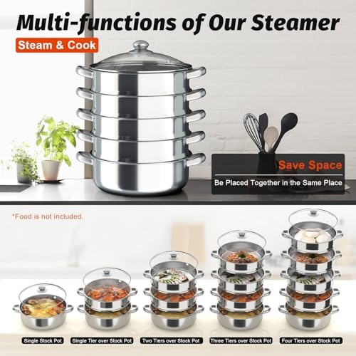 High-Quality 5-Tier Stainless Steel Steam Pot for Cooking