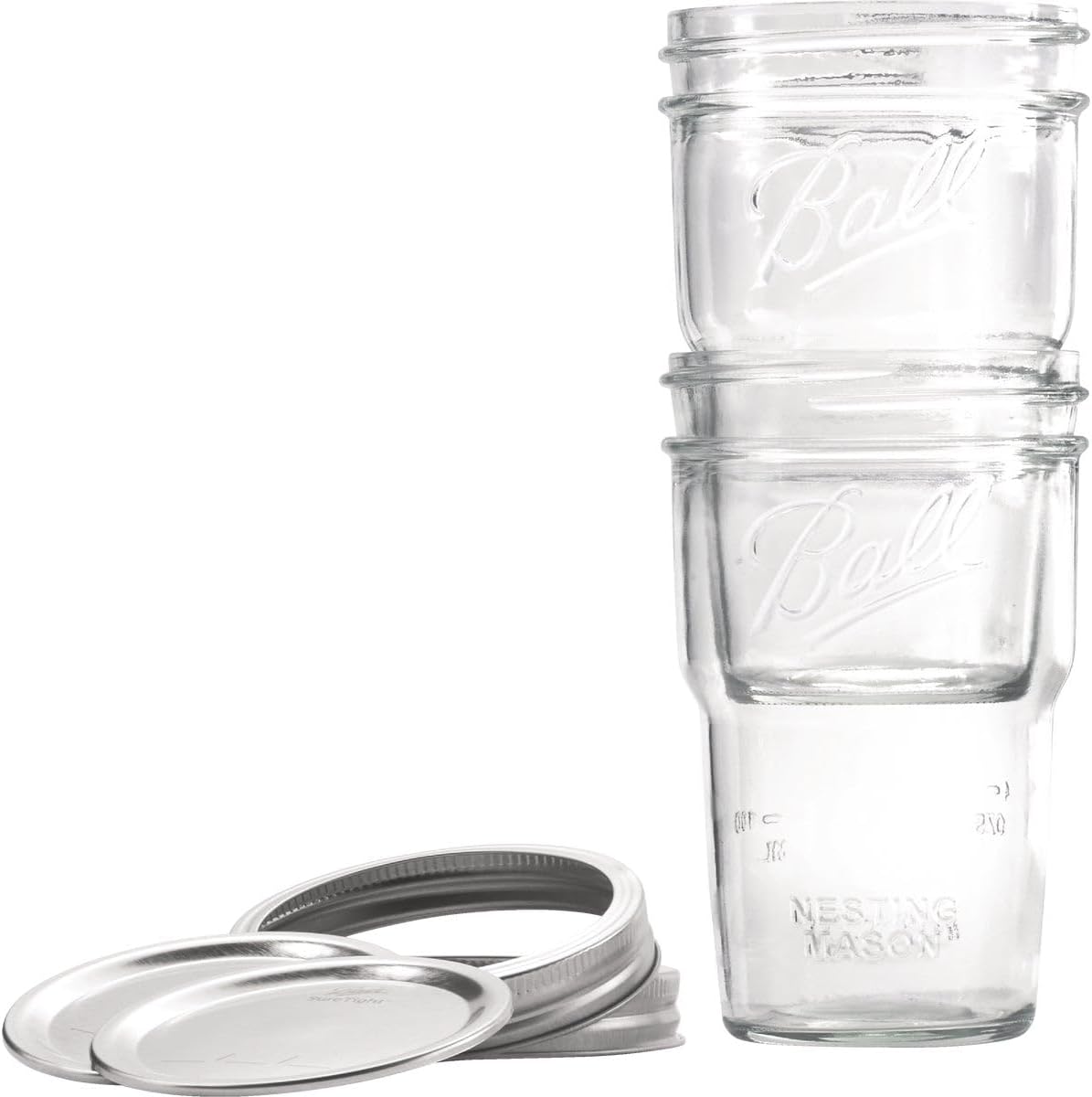 Ball Nesting Mason Jars Pint Size Wide Mouth Set of 4